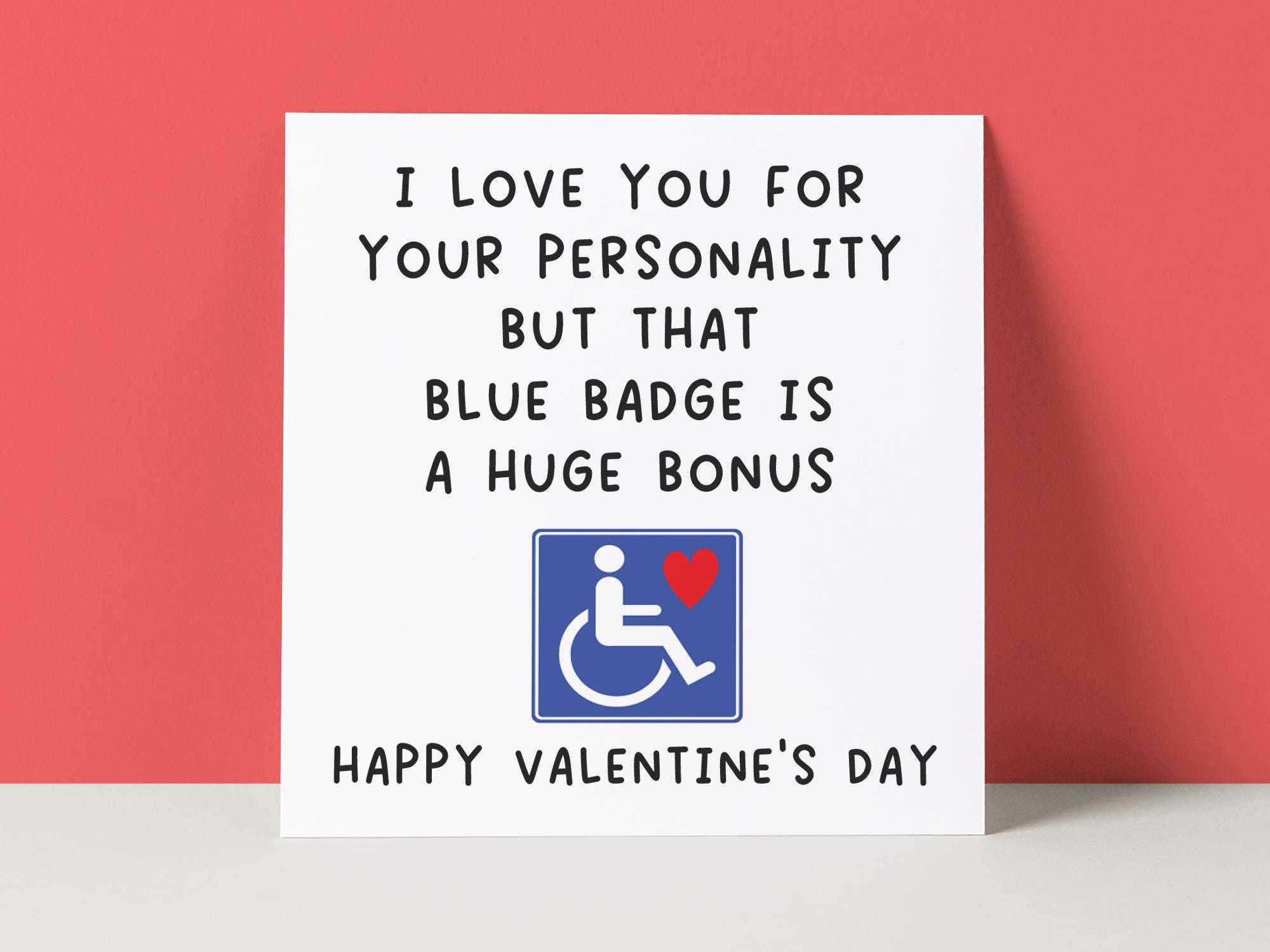 BLUE BADGE - DISABILITY - VALENTINE'S DAY CARD