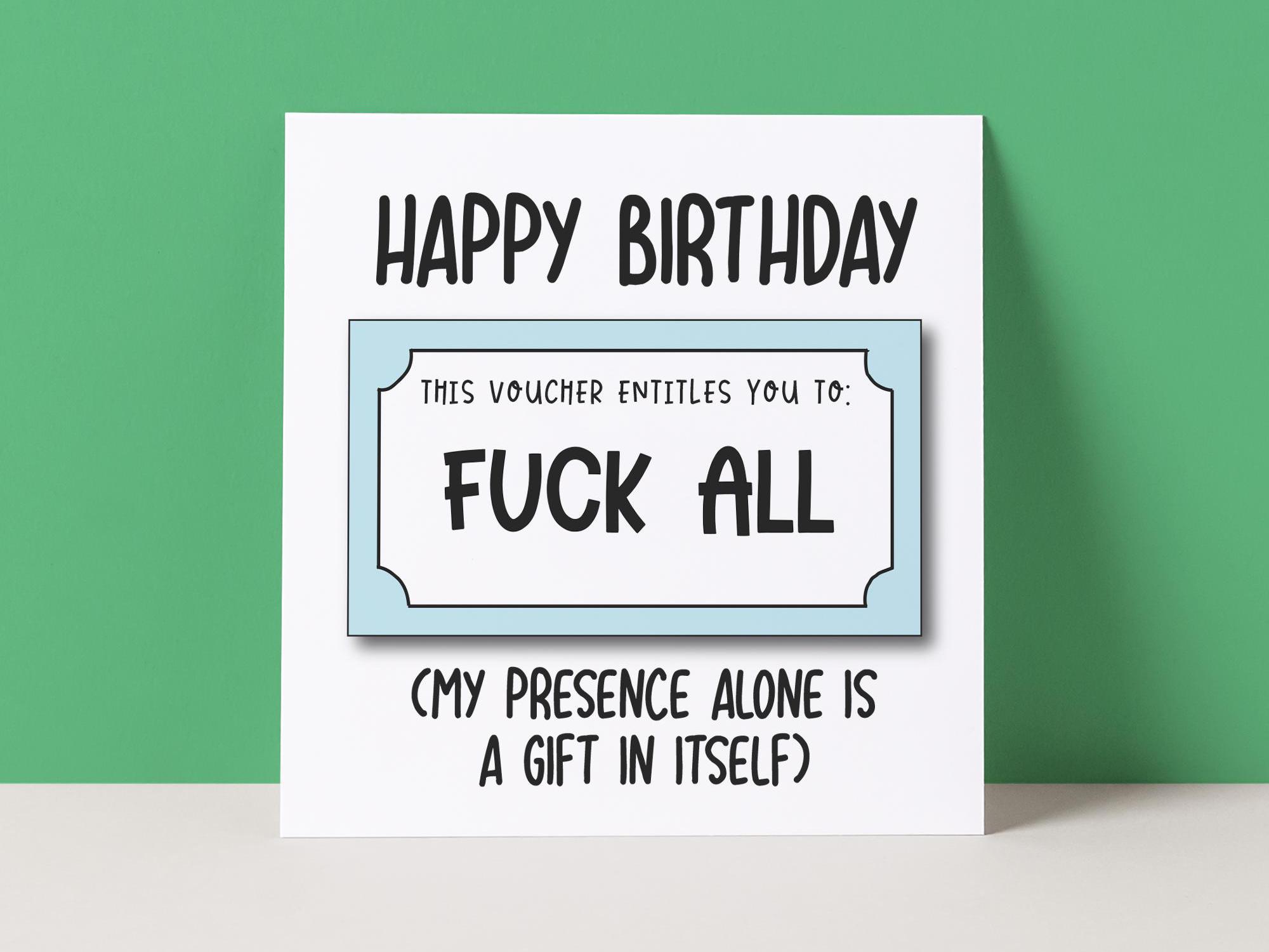 FUCK ALL VOUCHER - SKINT- BIRTHDAY CARD
