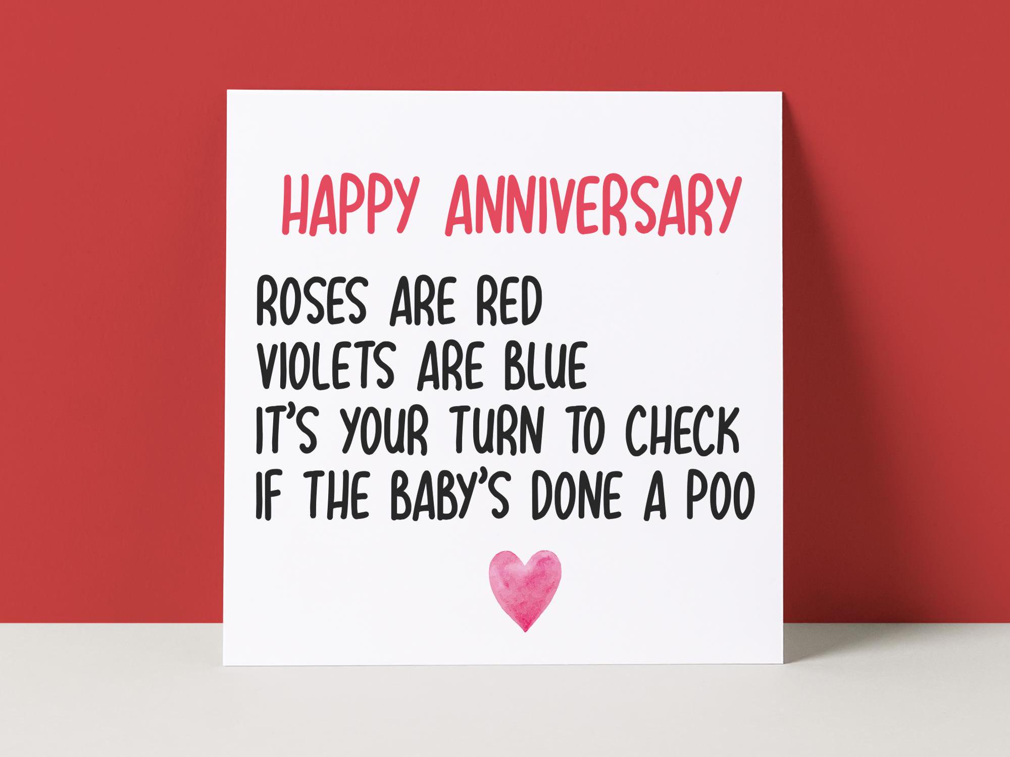 ROSES ARE RED - BABY POO - ANNIVERSARY CARD
