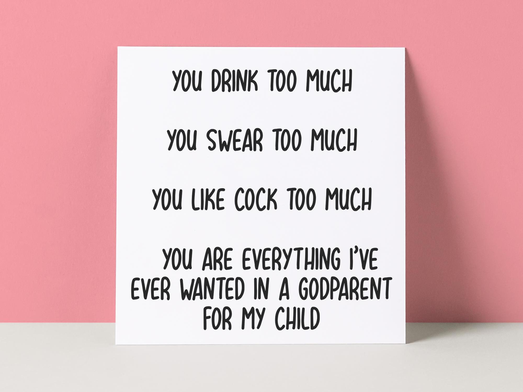 LIKE COCK TOO MUCH - GODPARENT NEW BABY CARD