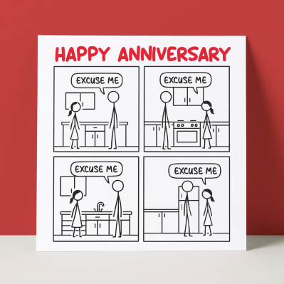 KITCHEN CUPBOARDS COMIC - ANNIVERSARY CARD