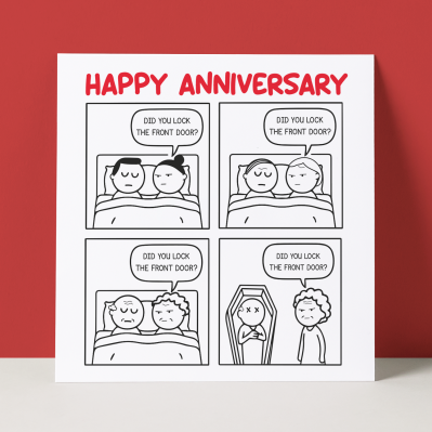 LOCK THE FRONT DOOR COMIC - ANNIVERSARY CARD